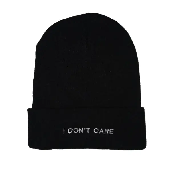 I Don't Care Beanie Hat - Black