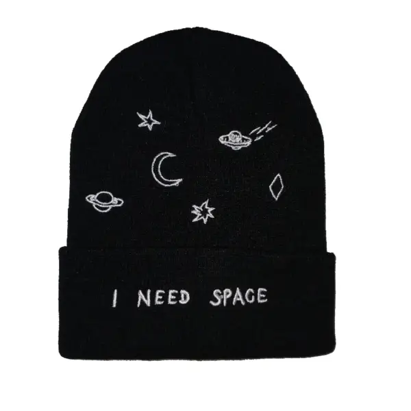 I Need Space Beanie Hat - Black