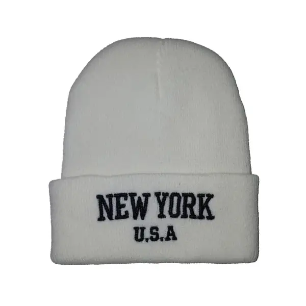 New York Beanie Hat - White